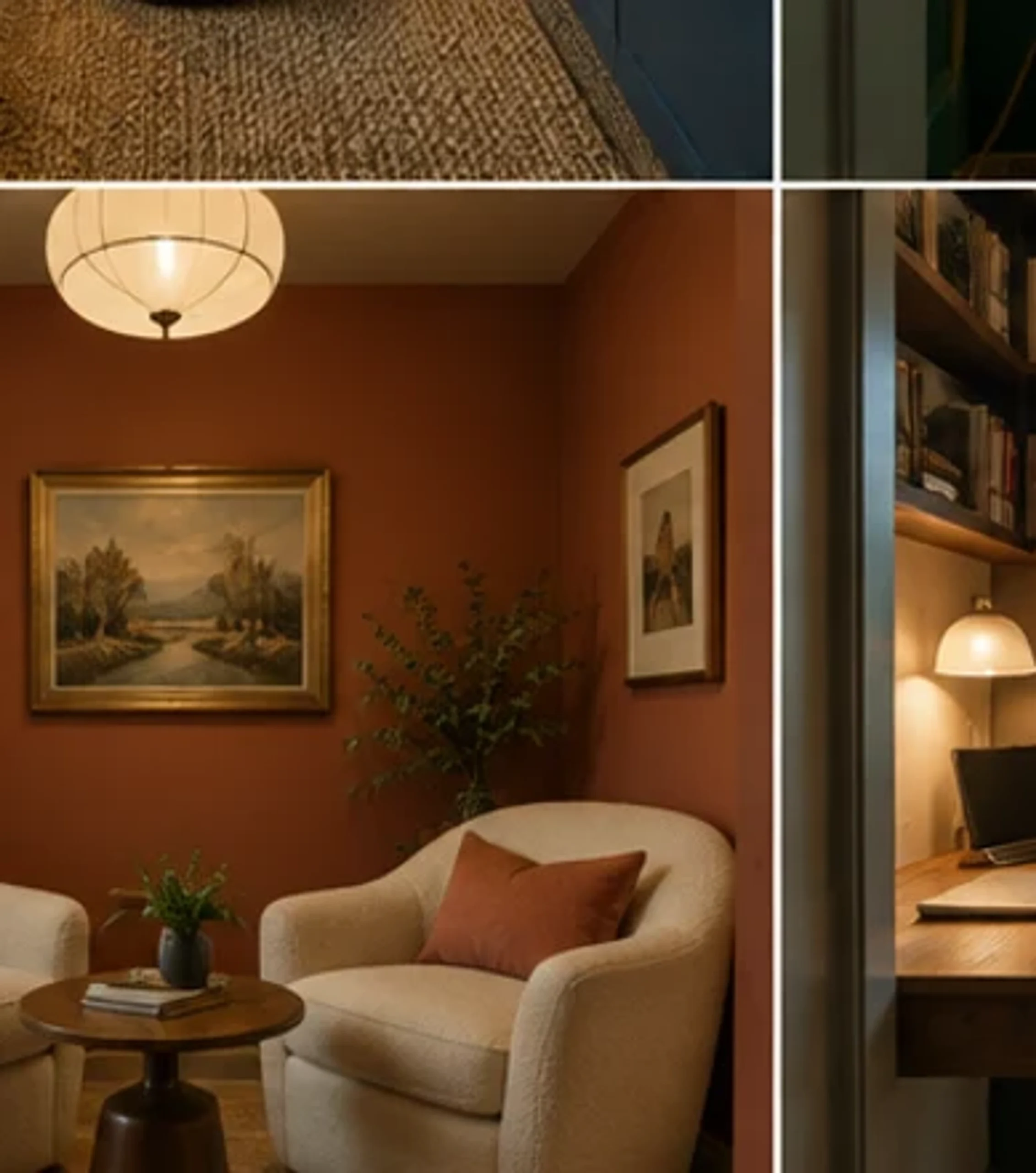 Small conversation room with two compact chairs and a round table.