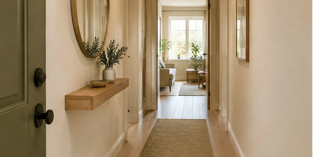 Small entryway with practical storage, hooks and a welcoming uncluttered layout