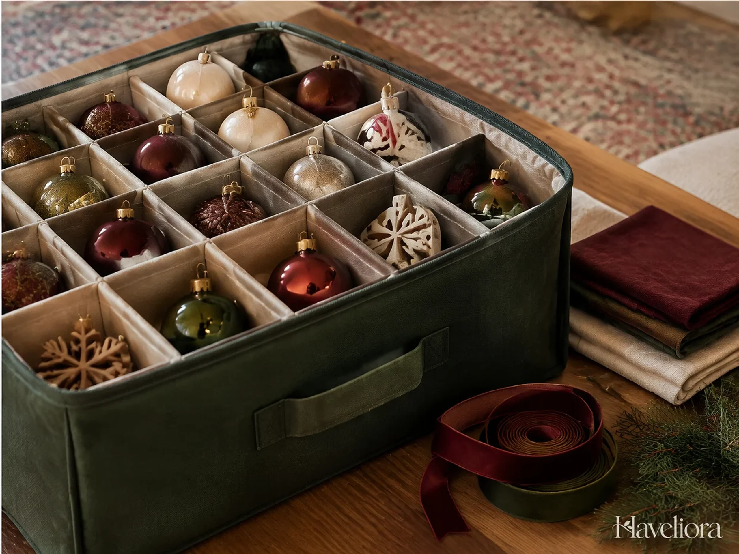 Christmas home corner with simple seasonal accents and uncluttered everyday styling.